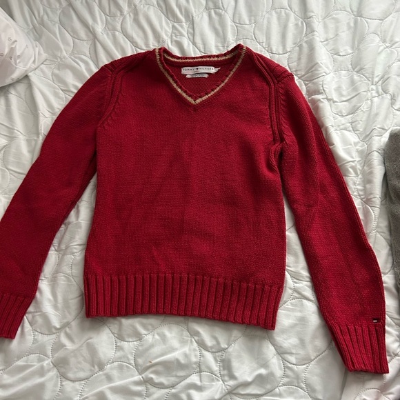 Tommy Hilfiger Sweaters - Tommy Hilfiger Large Red V-Neck Sweater